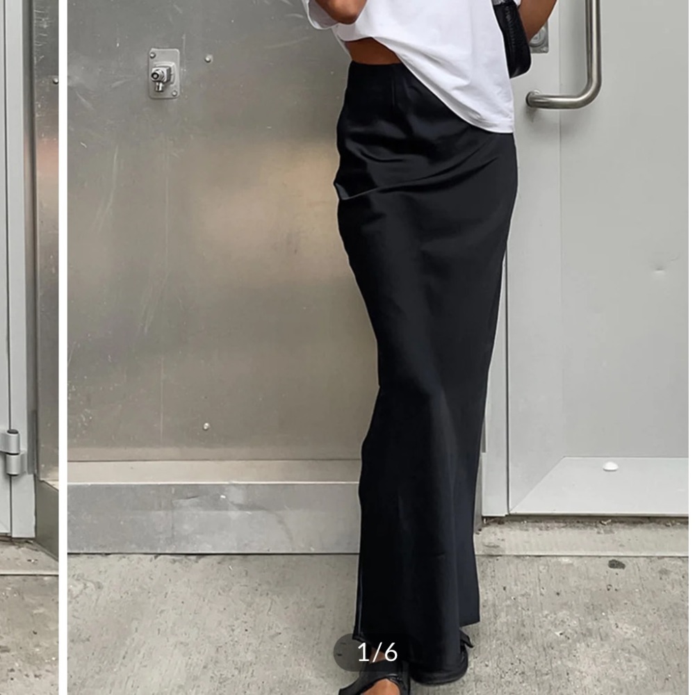 Satin Maxi Skirt Black